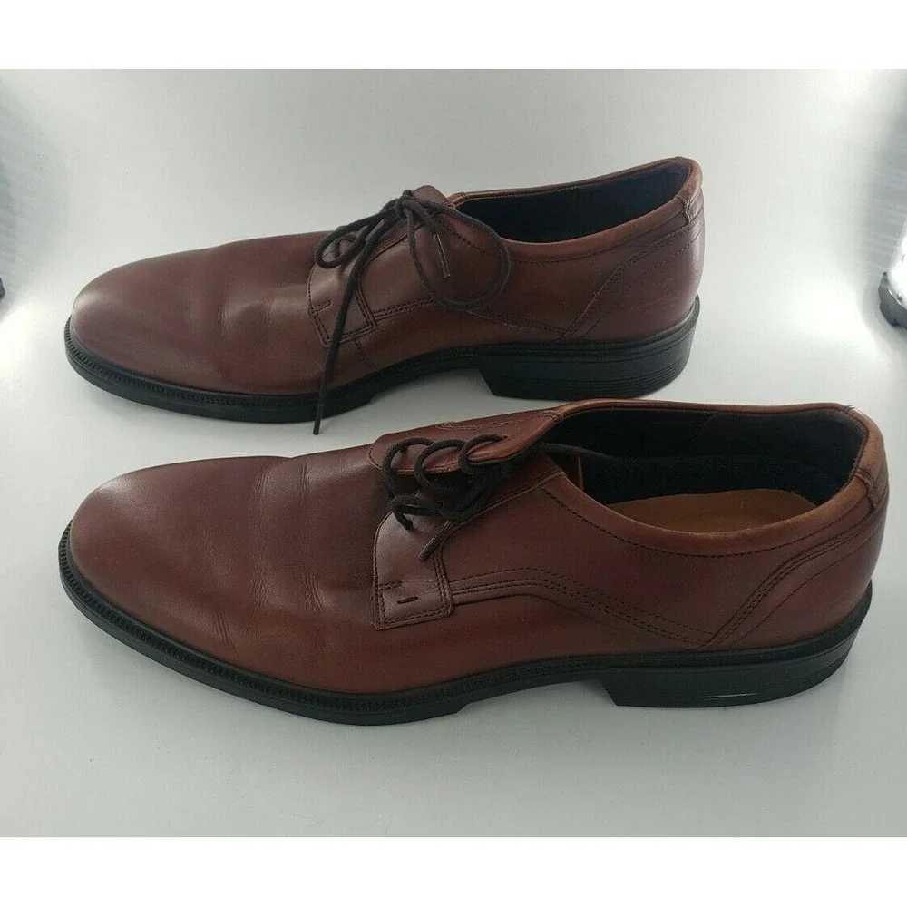 Ecco Men's Brown Leather Lace Up Oxfords Shoes Size EUR 47/ US 13